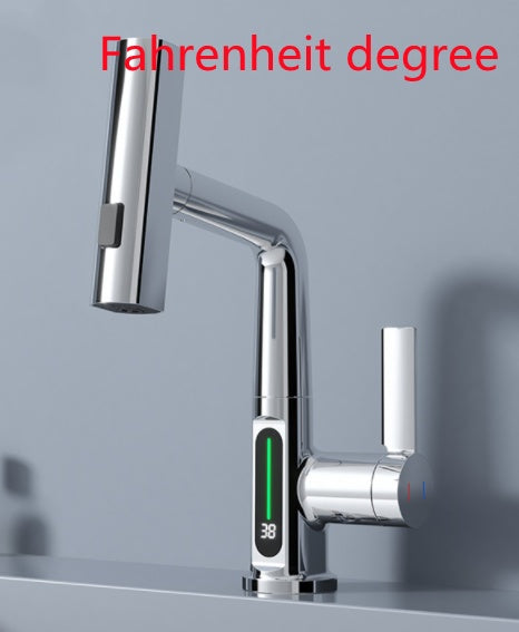 Intelligent Digital Display Faucet Pull-out Basin Faucet Temperature Digital Display Rotation nyaabs.com