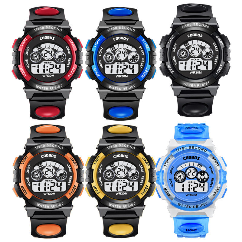 Trendy Waterproof Luminous Fashion Children's Digital Watch Outdoor Anti-Fall Running - Nyaabs