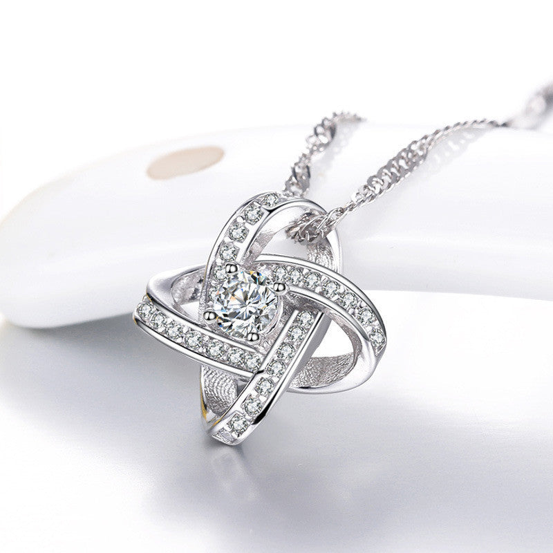 925 Sterling Silver Necklace For Women Forever Heart AAA Zircon Mosaic Necklaces & Pendants Gift - Nyaabs