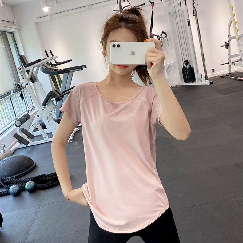 Sports Top Loose Short-sleeved Quick-drying T-shirt Yoga Wear - Nyaabs