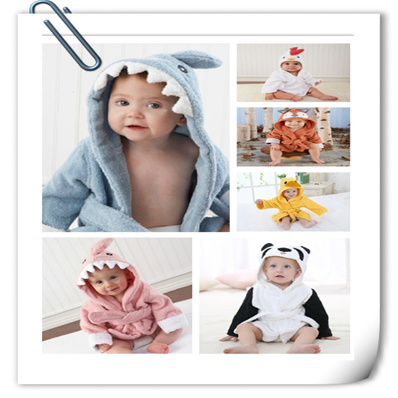 Children's Hooded Absorbent Animal-shaped Bathrobe - Nyaabs