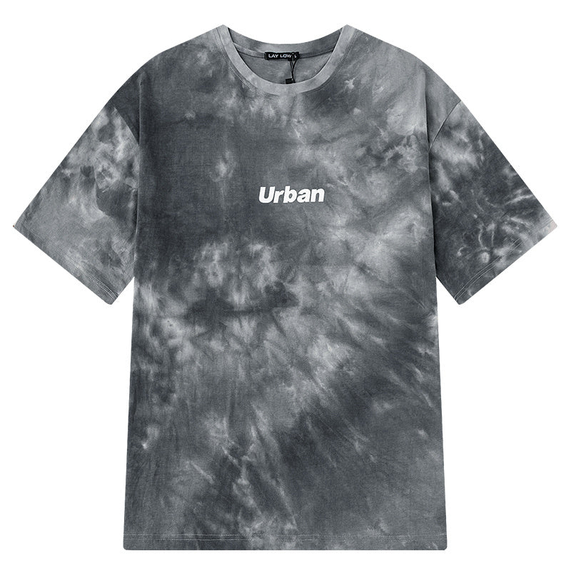 Loose Couple Oversize Gradient Tie-dye Half Sleeve T-shirt - Nyaabs