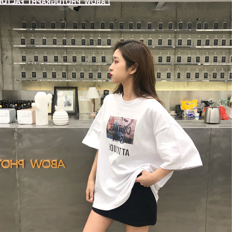 Summer Loose Half-Sleeved Student All-Match Shirt T-Shirt - Nyaabs