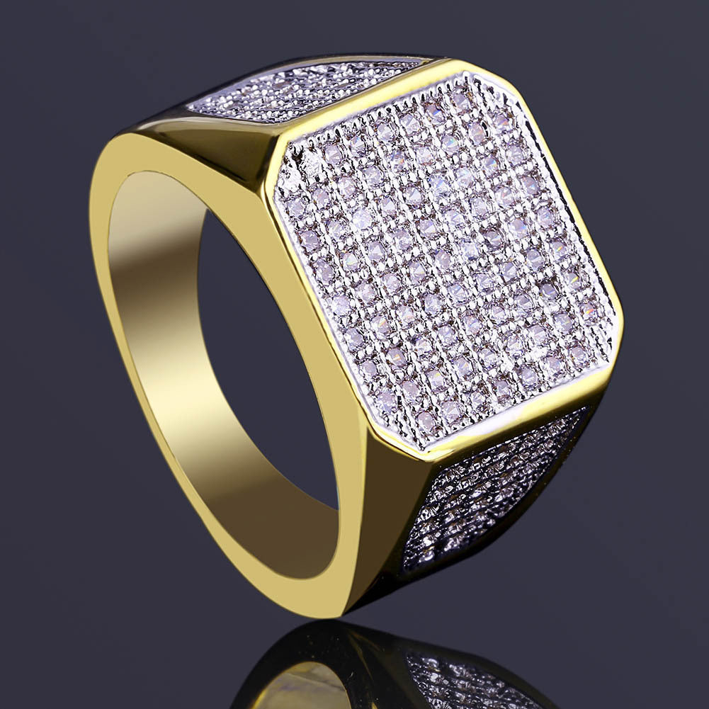 Golden Business Full Diamond Ring For Men - Nyaabs