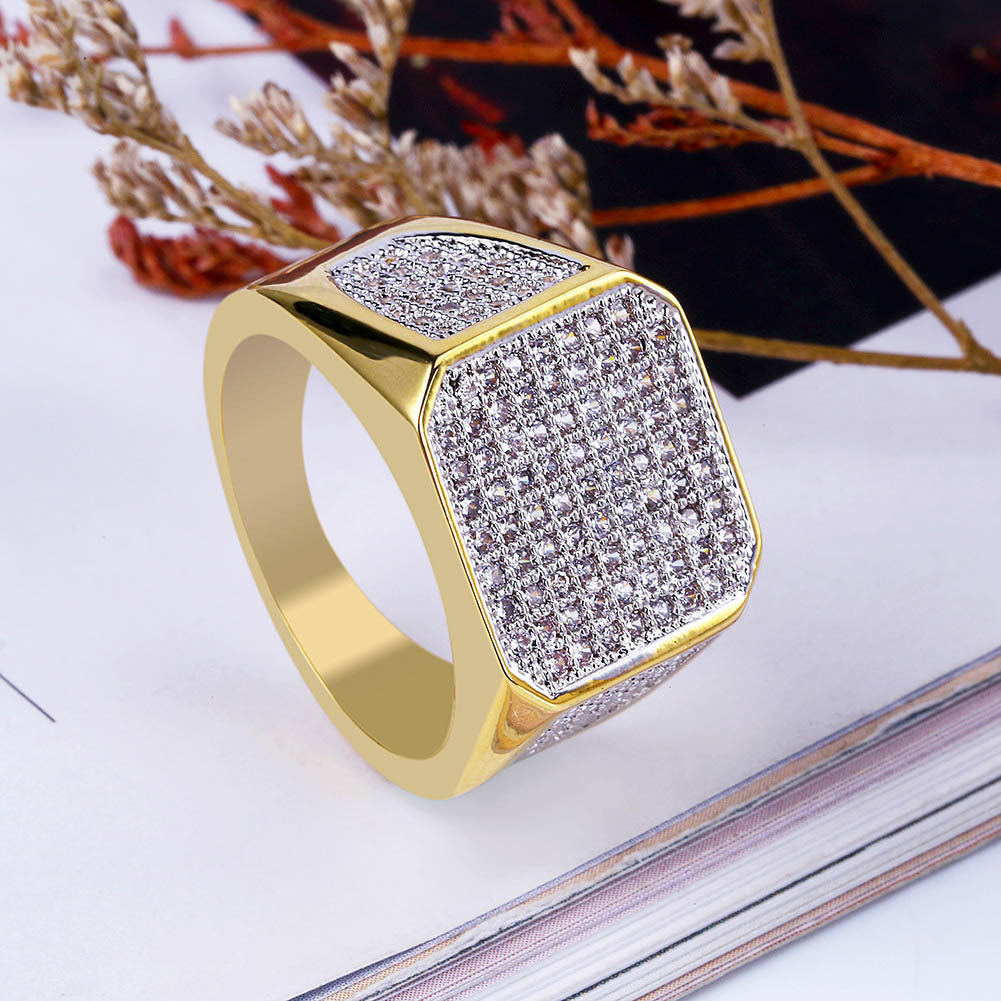 Golden Business Full Diamond Ring For Men - Nyaabs