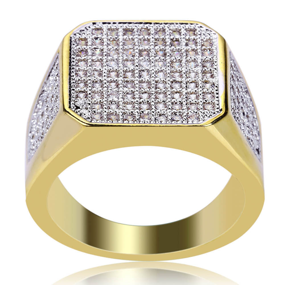 Golden Business Full Diamond Ring For Men - Nyaabs