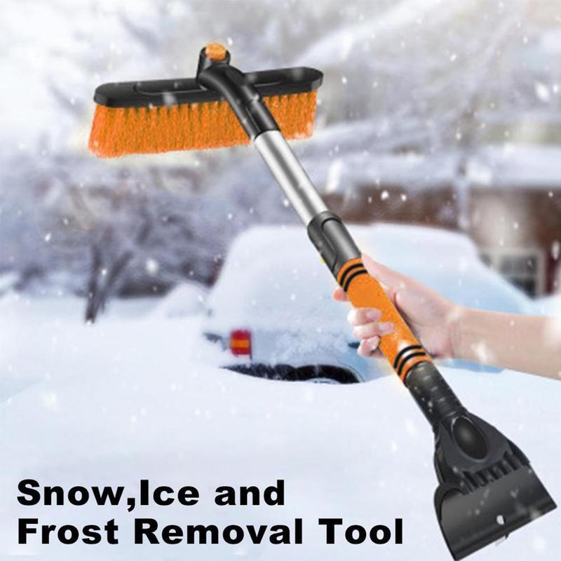 Car Cleaning Brush Ice Scraper Detachable Snow Shovel Brush Dust Remove Brush Auto Windshield Extendable Snow Brush Foam Handle - Nyaabs