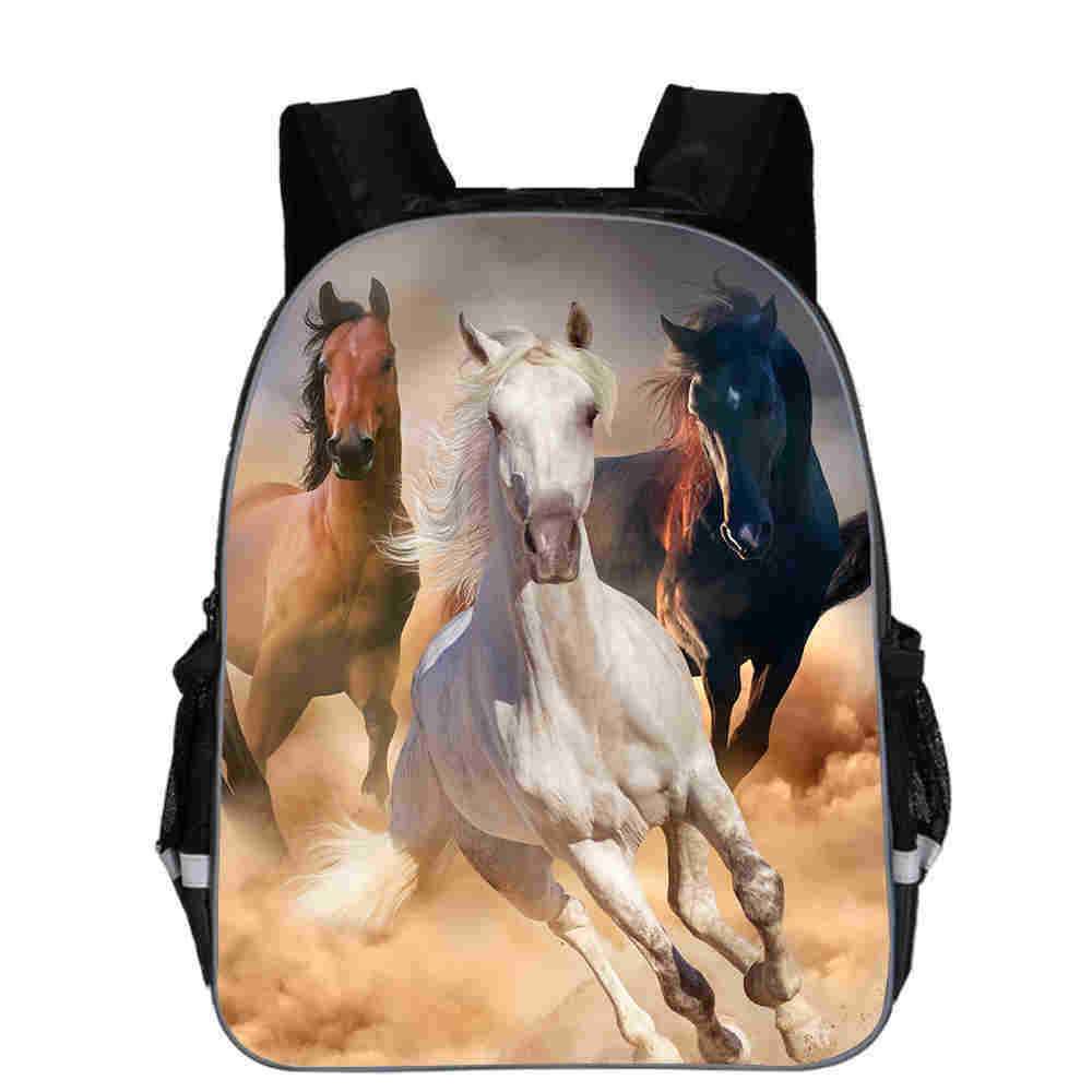 Horse Schoolbag Animal Head High School Junior High School Elementary School Toddler Cartoon Lightening Backpack - Nyaabs