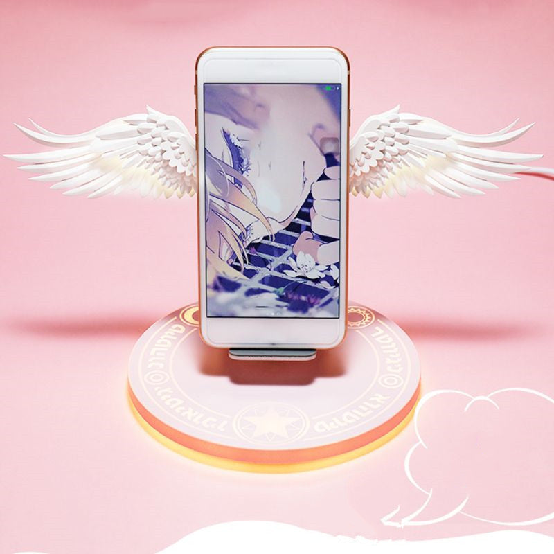 Universal Colorful LED Angel Wings Qi Wireless Charger Charge Dock For Mobile Phone Fast Charger - Nyaabs