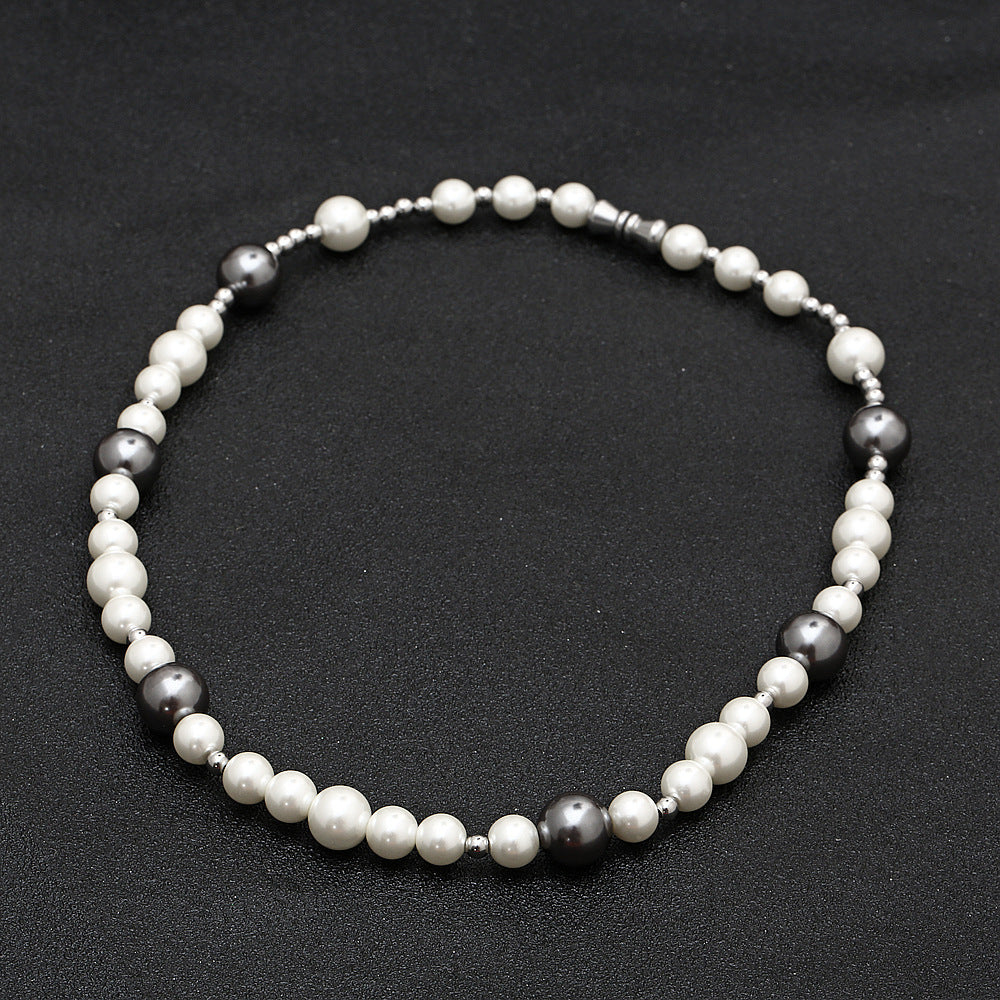 Color Stitching Men And Women Pearl Necklaces - Nyaabs