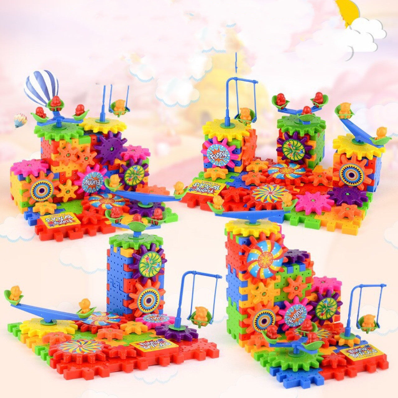 Electric Gears 3D Model Building Kits Plastic Brick Blocks Educational Toys for Kids - Nyaabs