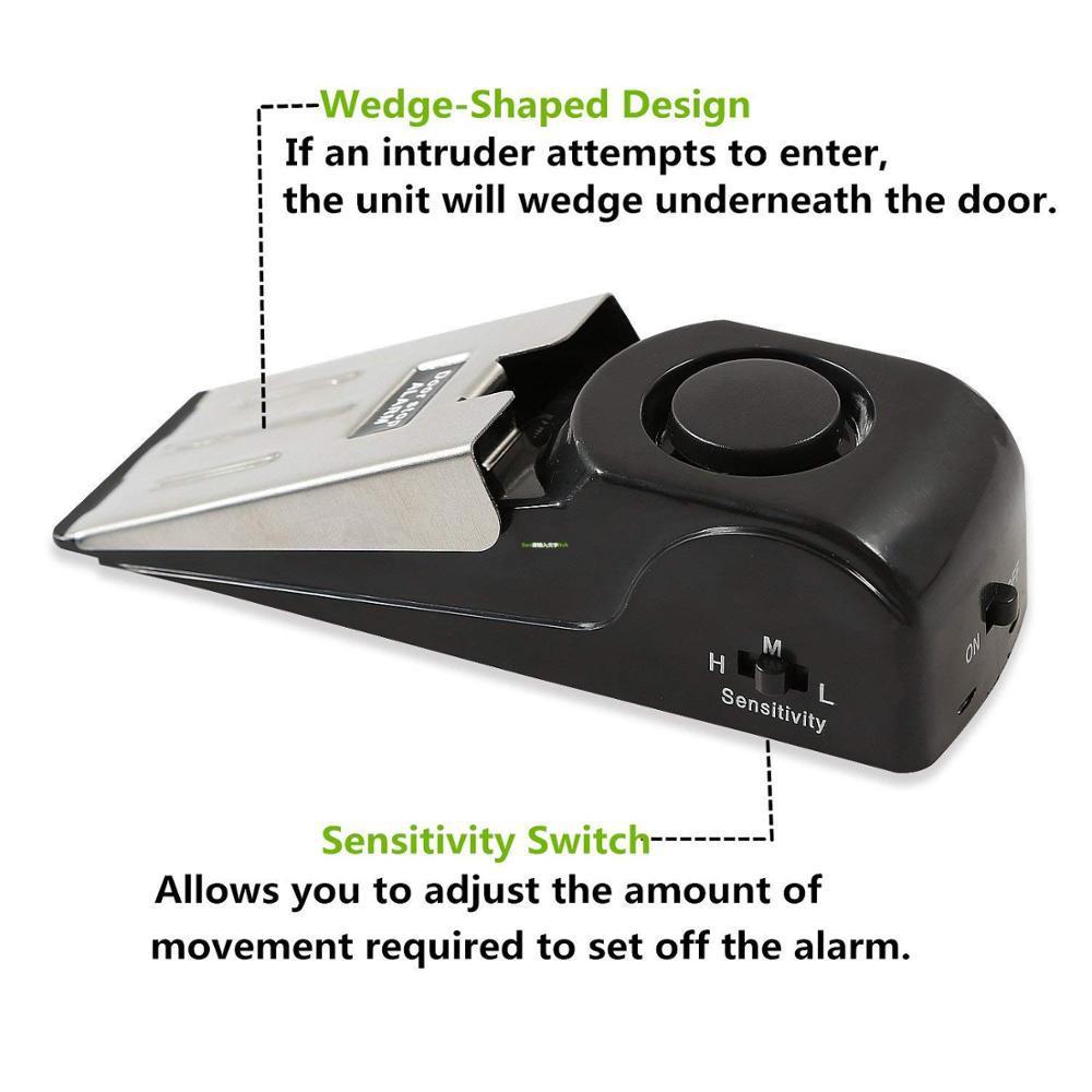 Electronic Burglar Alarm Intelligent Home Security Wedge Door Stop Alarm System Device Hotel Intruder Alert Detection - Nyaabs