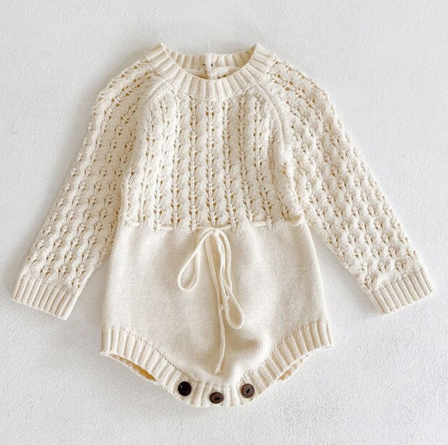 Girl Baby Knitted Hollow Waist Girdle Long Sleeves Harpy Dress Triangle - Nyaabs