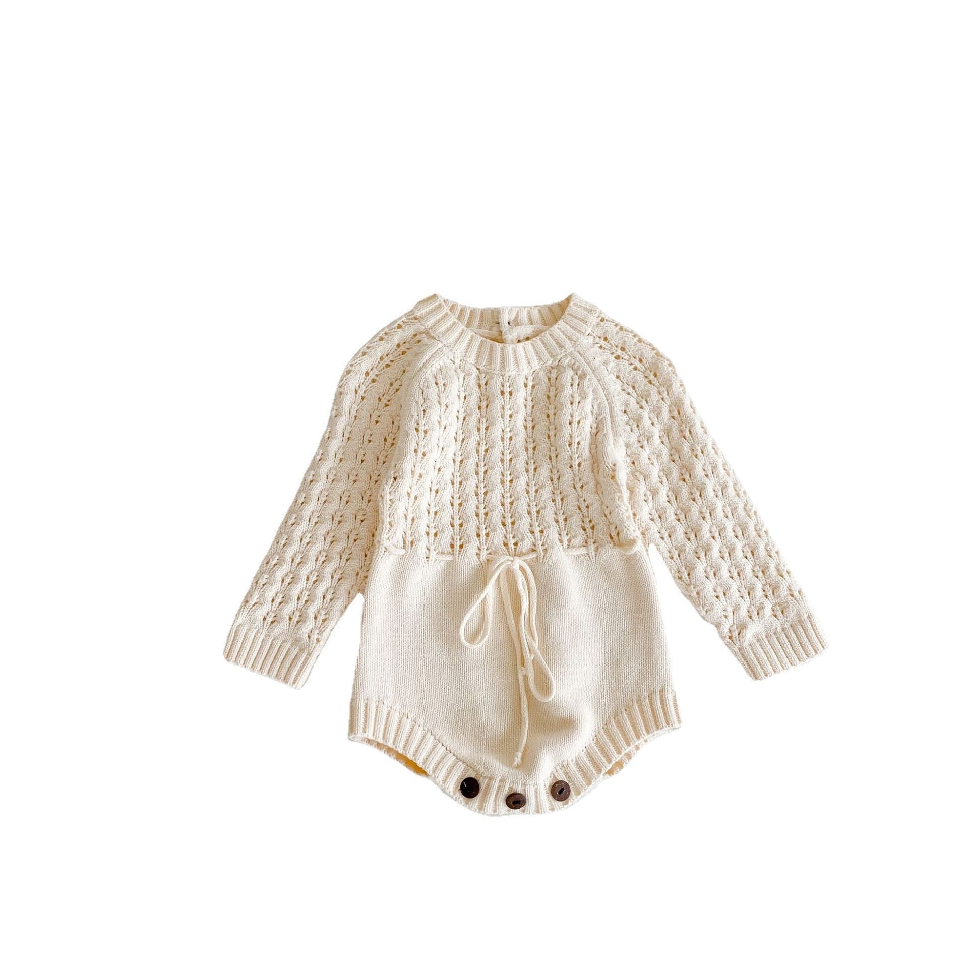 Girl Baby Knitted Hollow Waist Girdle Long Sleeves Harpy Dress Triangle - Nyaabs