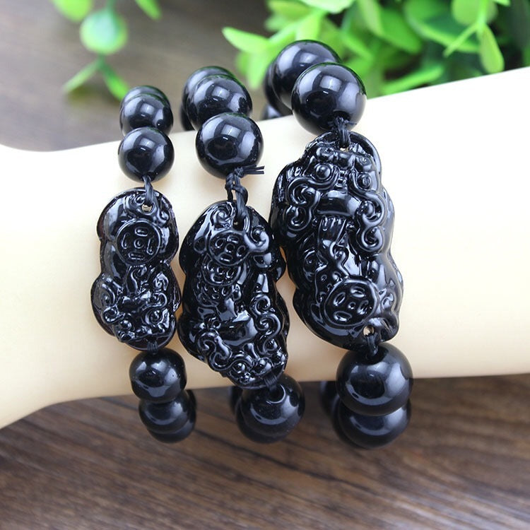 Obsidian Pixiu Couple Bracelet For Men And Women - Nyaabs