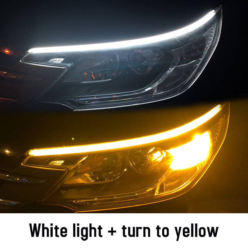 Led DRL Car Daytime Running Lights Flexible Waterproof Auto Turn Signal Yellow Brake Side Headlights Light Car Accessories - Nyaabs