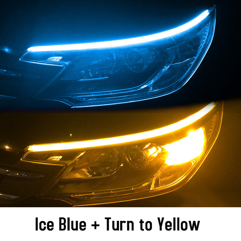 Led DRL Car Daytime Running Lights Flexible Waterproof Auto Turn Signal Yellow Brake Side Headlights Light Car Accessories - Nyaabs