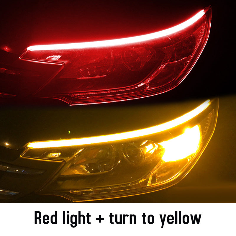 Led DRL Car Daytime Running Lights Flexible Waterproof Auto Turn Signal Yellow Brake Side Headlights Light Car Accessories - Nyaabs