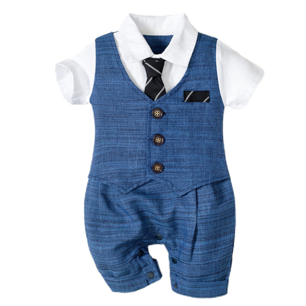 Summer New Baby Boy Jumpsuit Boys Gentleman Baby Children's Clothing - Nyaabs