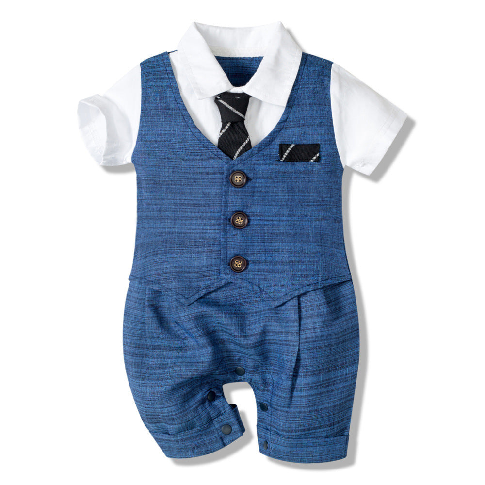 Summer New Baby Boy Jumpsuit Boys Gentleman Baby Children's Clothing - Nyaabs