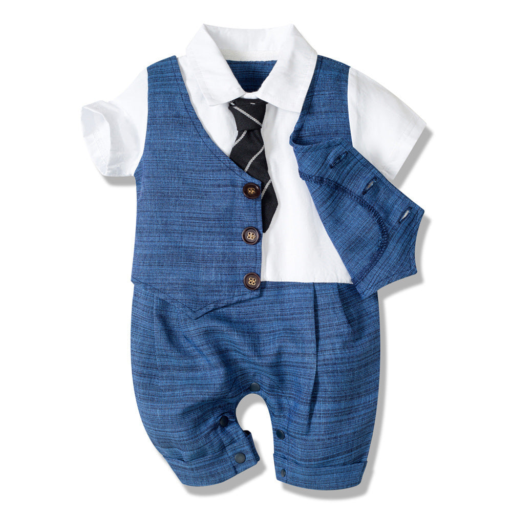 Summer New Baby Boy Jumpsuit Boys Gentleman Baby Children's Clothing - Nyaabs