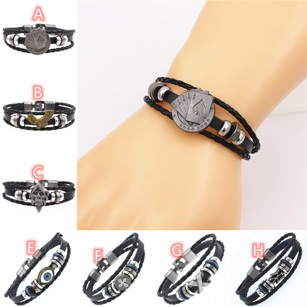 Multilayer Bracelet Men Casual Fashion Braided Leather - Nyaabs