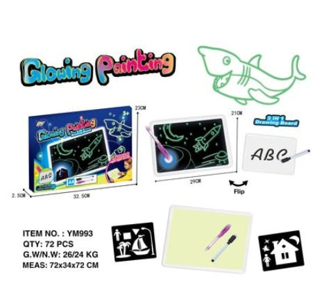 Educational Toy Drawing Pad 3D Magic 8 Light Effects Puzzle Board Sketchpad - Nyaabs