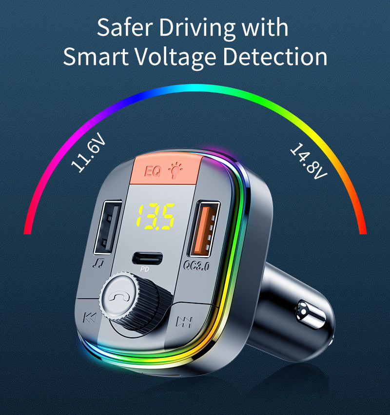 Car MP3 Bluetooth Player PD QC3.0 Fast Charge Car Charger - Nyaabs