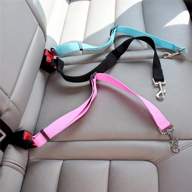 Adjustable Pet Cat Dog Car Seat Belt Pet Seat Vehicle Dog Harness Lead Clip Safety Lever Traction Dog Collars Dogs Accessoires Pets Products nyaabs.com