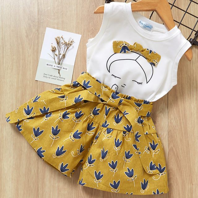 Kids Girls Clothes For Baby Girl Kids T-Shirt Shorts Suit - Nyaabs