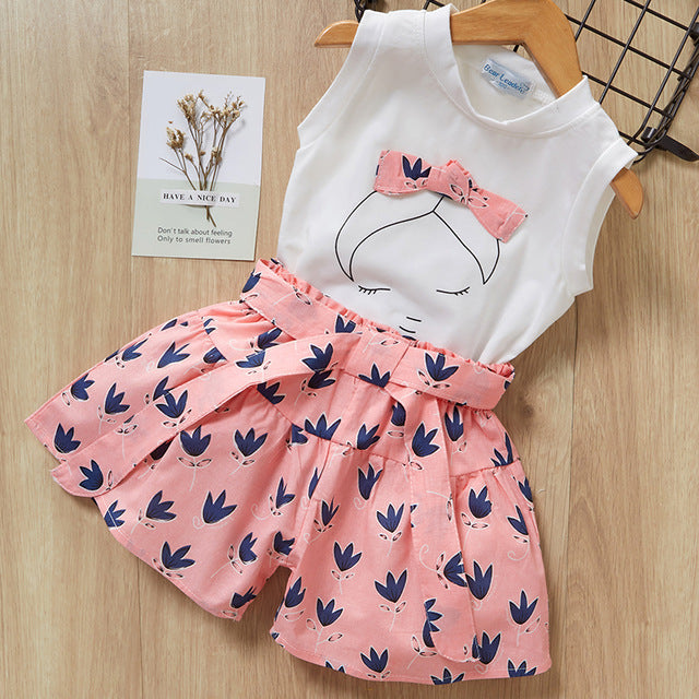 Kids Girls Clothes For Baby Girl Kids T-Shirt Shorts Suit - Nyaabs