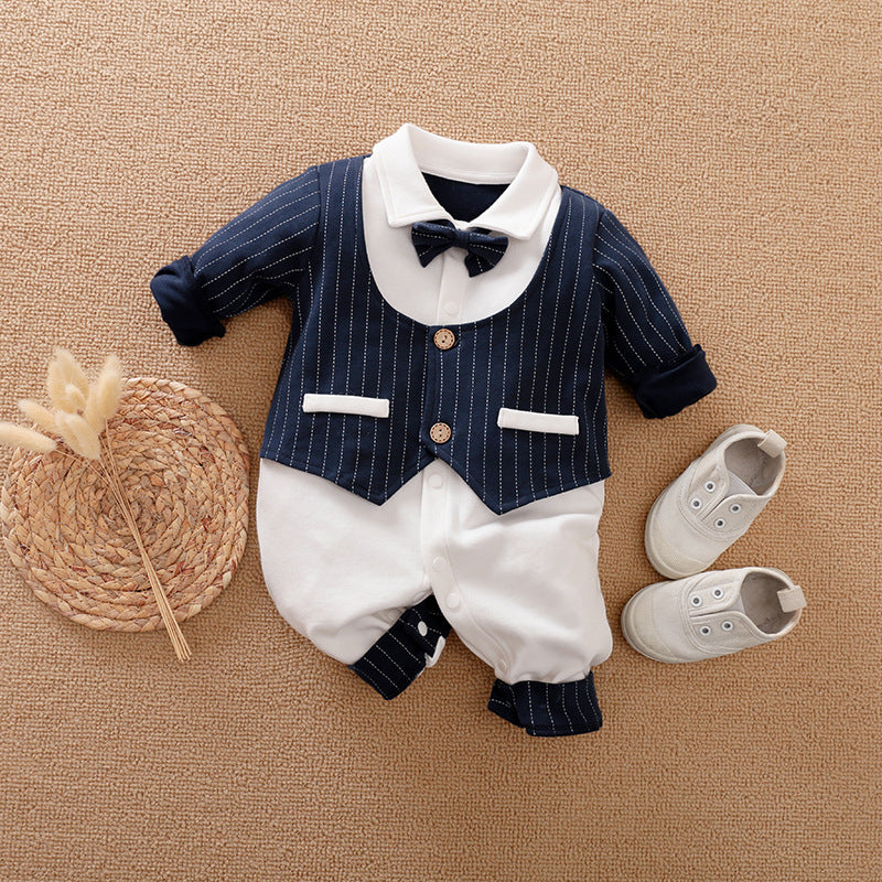 Baby Jumpsuit Spring And Autumn Models Foreign Trade Gentleman Baby Clothes Long-Sleeved Baby Clothes Baby Clothes - Nyaabs