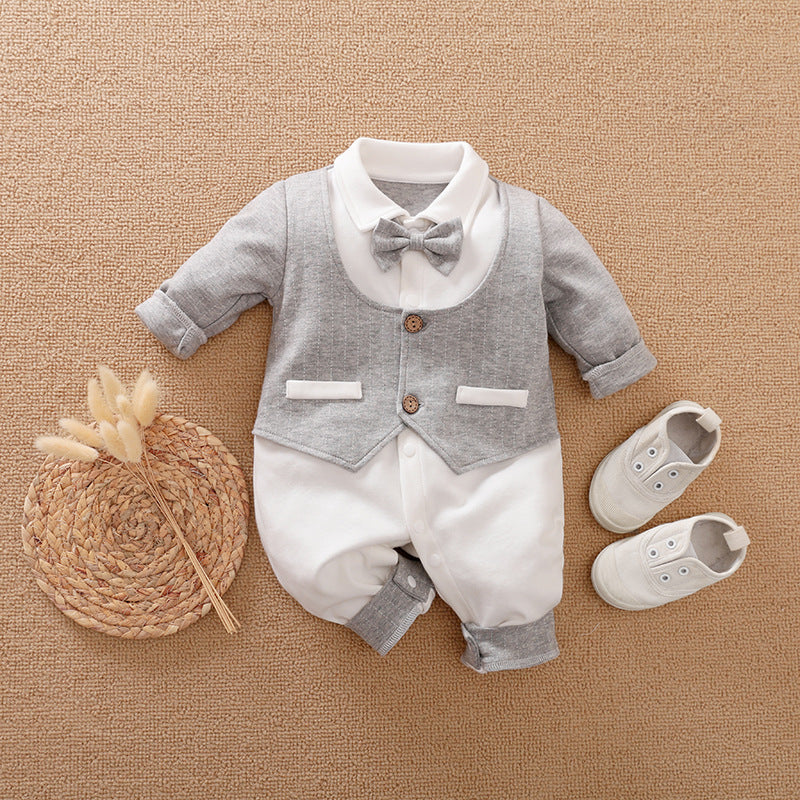 Baby Jumpsuit Spring And Autumn Models Foreign Trade Gentleman Baby Clothes Long-Sleeved Baby Clothes Baby Clothes - Nyaabs