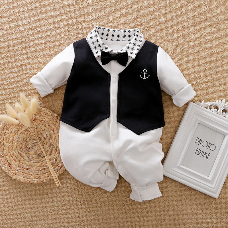 Baby Jumpsuit Spring And Autumn Models Foreign Trade Gentleman Baby Clothes Long-Sleeved Baby Clothes Baby Clothes - Nyaabs