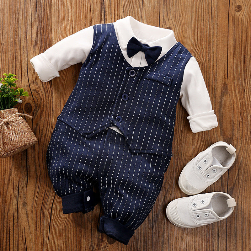 Baby Jumpsuit Spring And Autumn Models Foreign Trade Gentleman Baby Clothes Long-Sleeved Baby Clothes Baby Clothes - Nyaabs