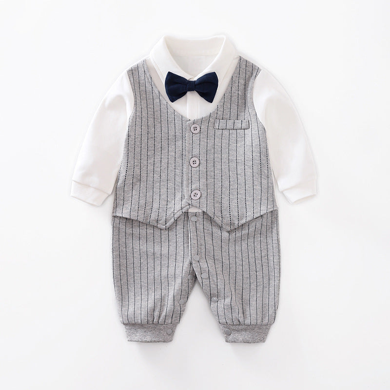 Baby Jumpsuit Spring And Autumn Models Foreign Trade Gentleman Baby Clothes Long-Sleeved Baby Clothes Baby Clothes - Nyaabs