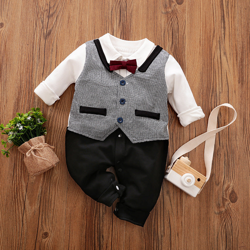 Baby Jumpsuit Spring And Autumn Models Foreign Trade Gentleman Baby Clothes Long-Sleeved Baby Clothes Baby Clothes - Nyaabs