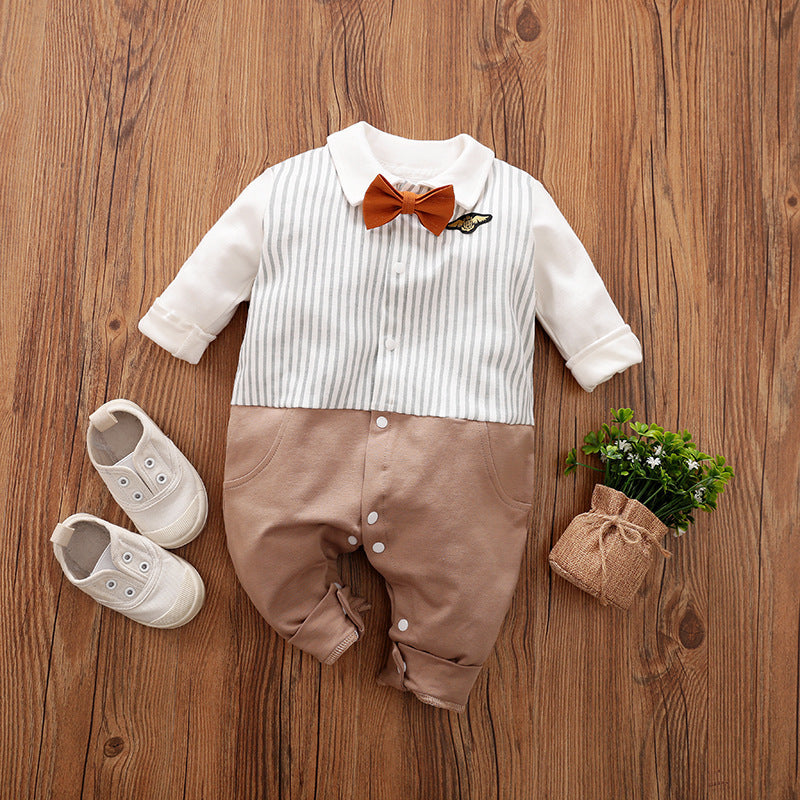 Baby Jumpsuit Spring And Autumn Models Foreign Trade Gentleman Baby Clothes Long-Sleeved Baby Clothes Baby Clothes - Nyaabs