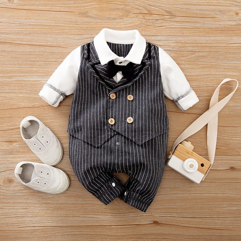 Baby Jumpsuit Spring And Autumn Models Foreign Trade Gentleman Baby Clothes Long-Sleeved Baby Clothes Baby Clothes - Nyaabs