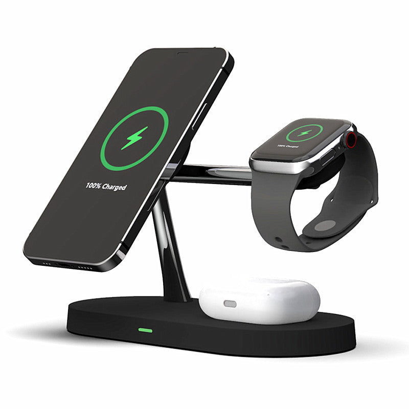 Multifunctional Five-In-One Magnetic Wireless Charging Watch Headset Desktop Mobile Phone Holder Charger 15W Fast Charge - Nyaabs