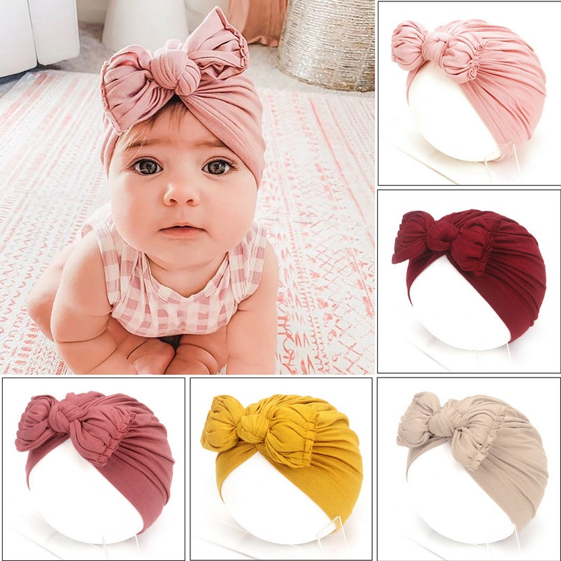 Cute Baby Hat Newborn Soft Baby Girl Hat Turban Infant Toddler Baby Cap Bonnet Headwraps - Nyaabs