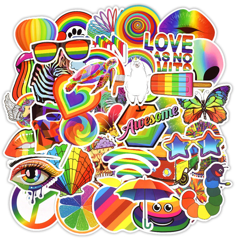 50 Rainbow Stickers, Body Stickers, Amazon Explosive Laptop Stickers - Nyaabs