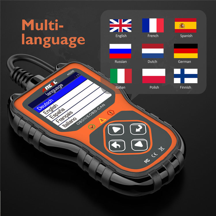 Ancel As200 Obd2 Scanner Car Diagnostic Tool Engine Test Equipment Overseas Version Multilingual - Nyaabs