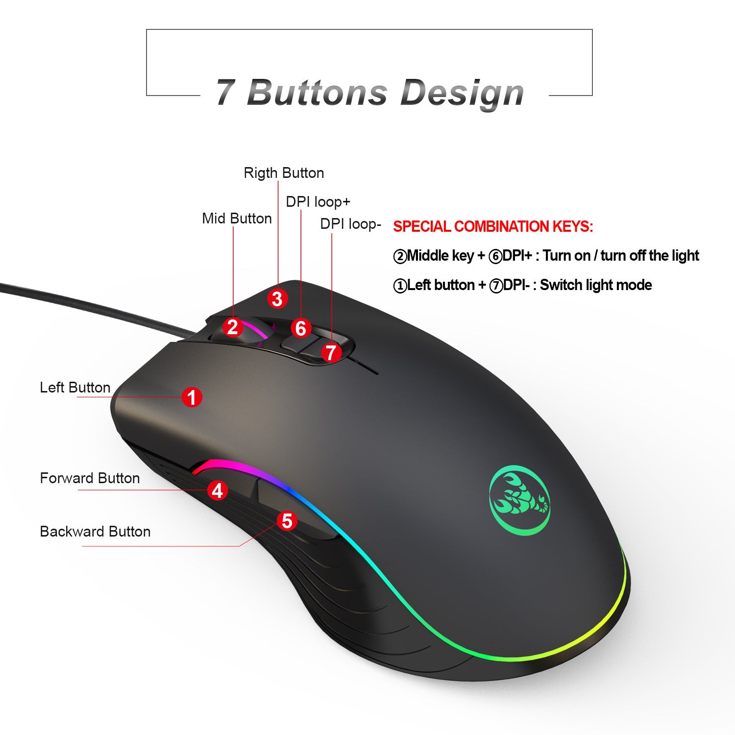 Glowing Gaming Mouse Gaming Wired Mouse - Nyaabs