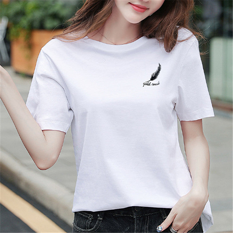 Short Sleeve T-shirt Summer Japanese Students Short T Girl Half Sleeve Base - Nyaabs