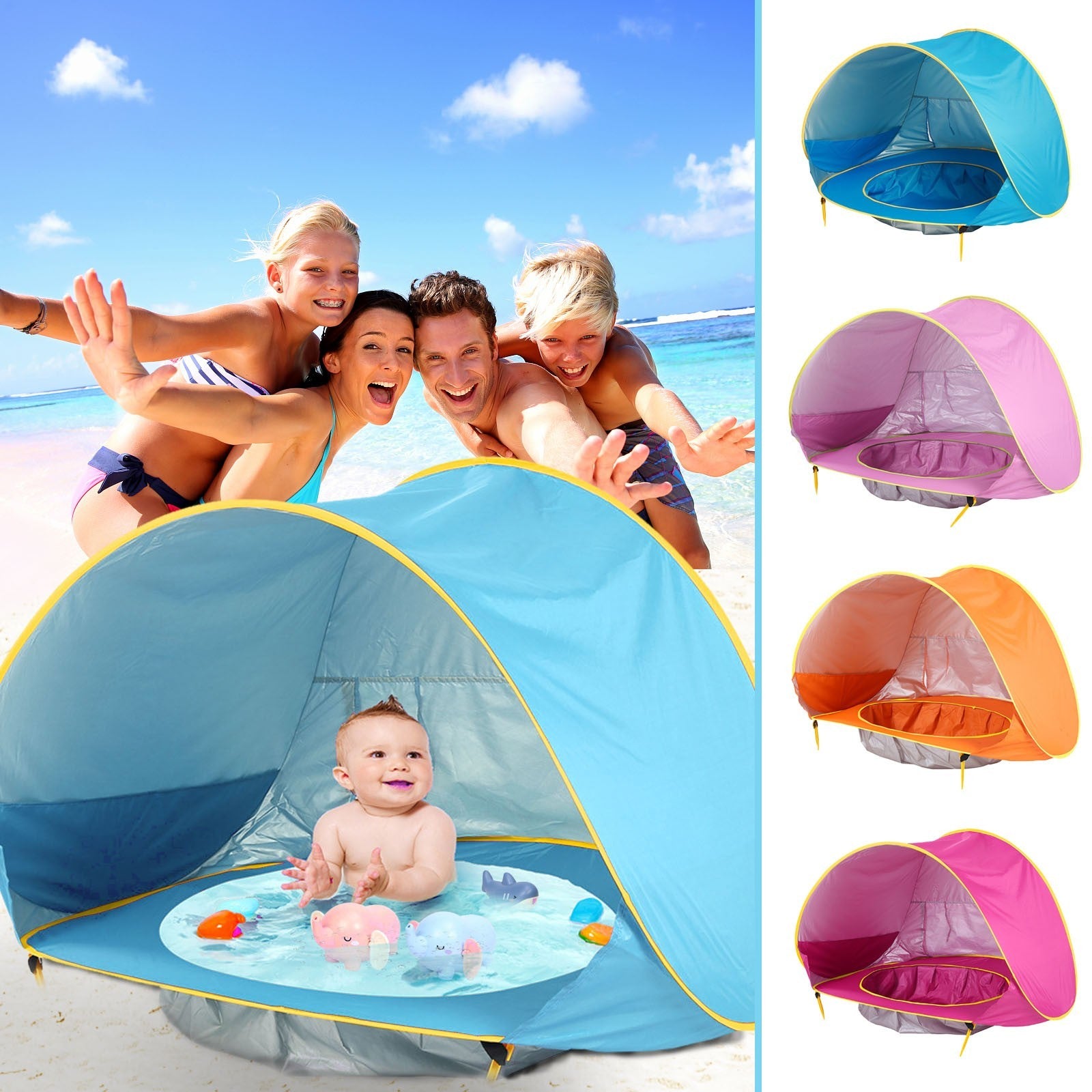 Baby Beach Tent Kids Outdoor Camping Easy Fold Up Waterproof  Up Sun Awning Tent UV-protecting - Nyaabs