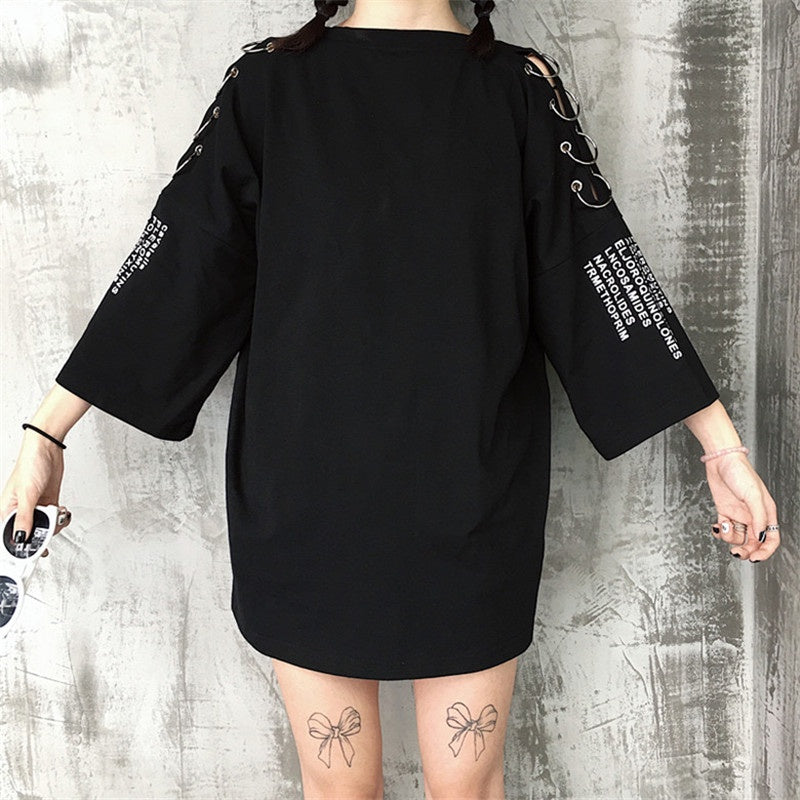 Hoop Half Sleeve T-Shirt Loose Short Sleeves - Nyaabs