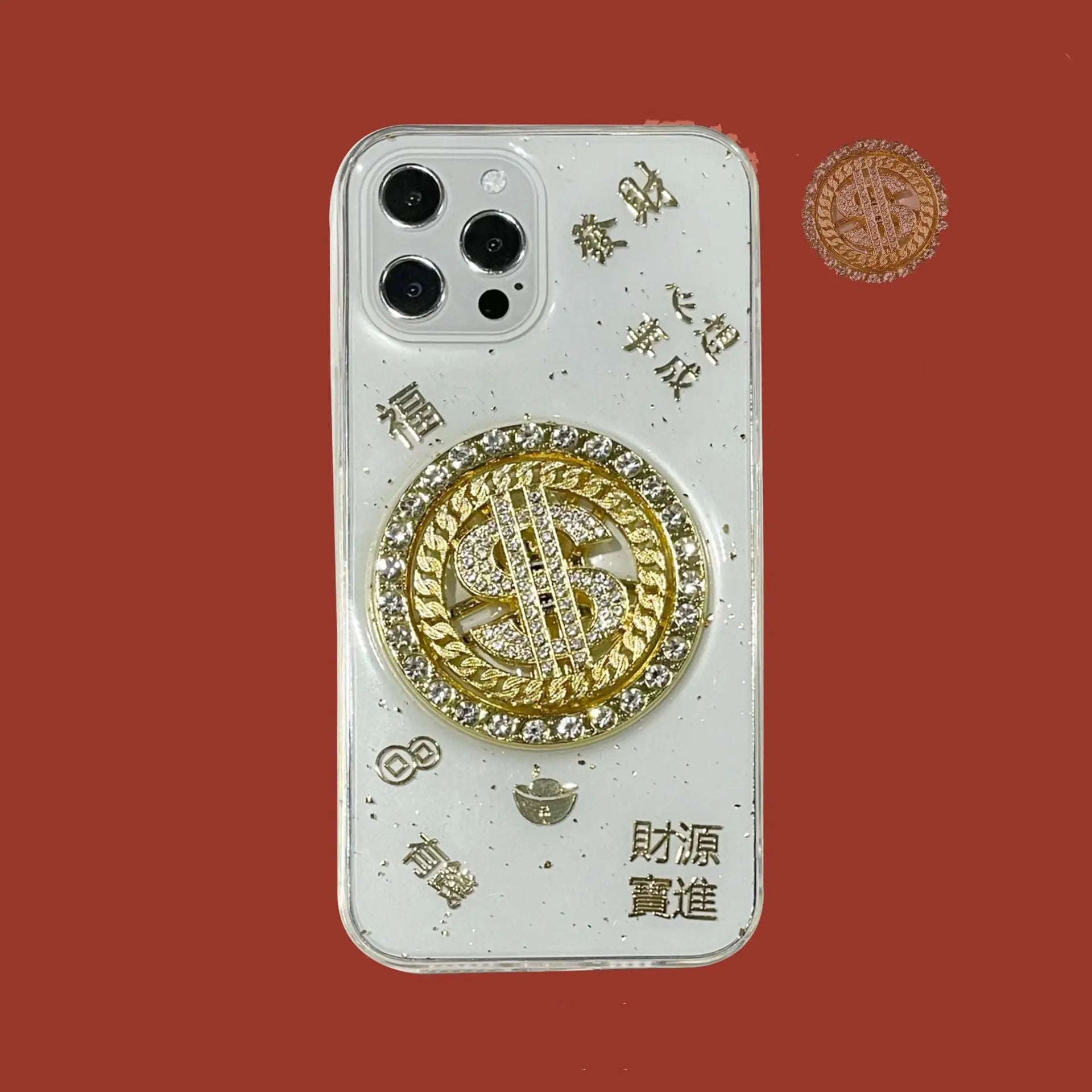 3D Diamond Dollar Turnplate Phone Case Luxury Designer - Nyaabs