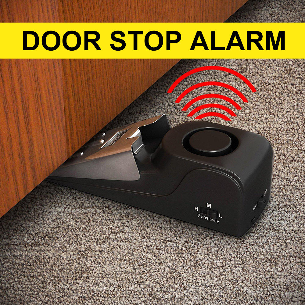 Electronic Burglar Alarm Intelligent Home Security Wedge Door Stop Alarm System Device Hotel Intruder Alert Detection - Nyaabs