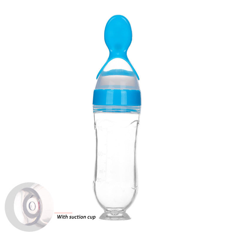 Safe Newborn Baby Feeding Bottle Toddler Silicone Squeeze Feeding Spoon Milk Bottle Baby Training Feeder Food Supplement - Nyaabs